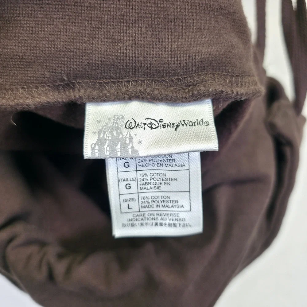 Mickey Mouse Drawstring Backpack Brown Walt‎ Disney Fleece Lined Cartoon Vintage